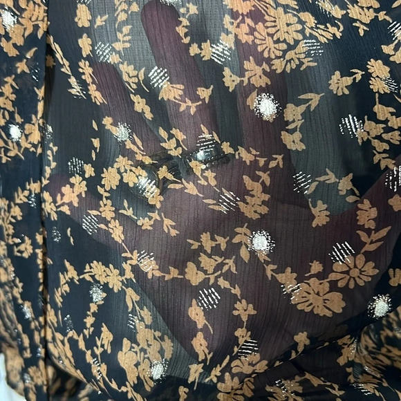 Sabina Musayev Black Brown and Gold Metallic Necktie Blouse Size Small - Picture 7 of 13
